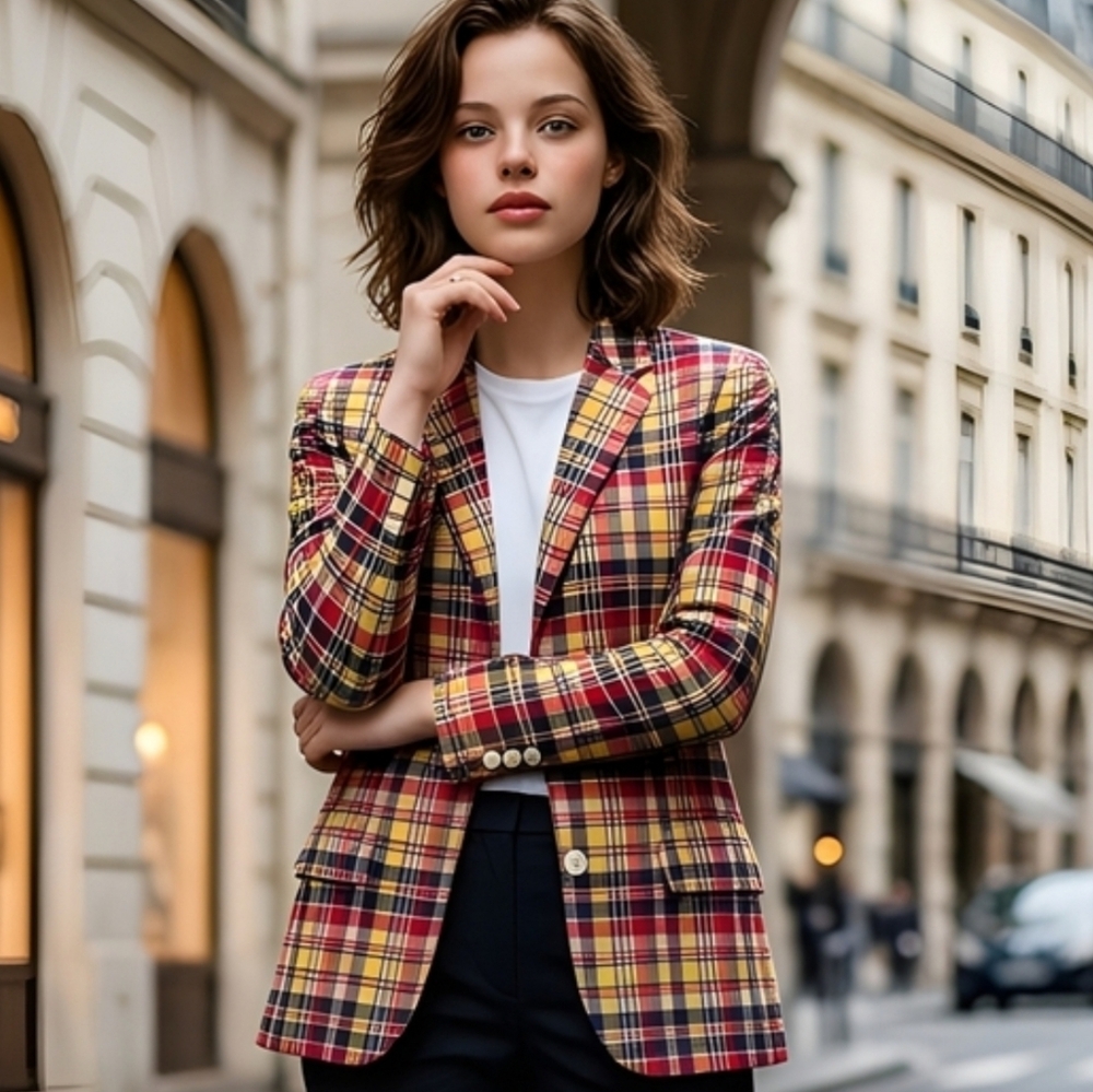 Vintage Ralph Lauren RRL Double RL Madras Plaid Blazer Sz 4 Excellent Condition